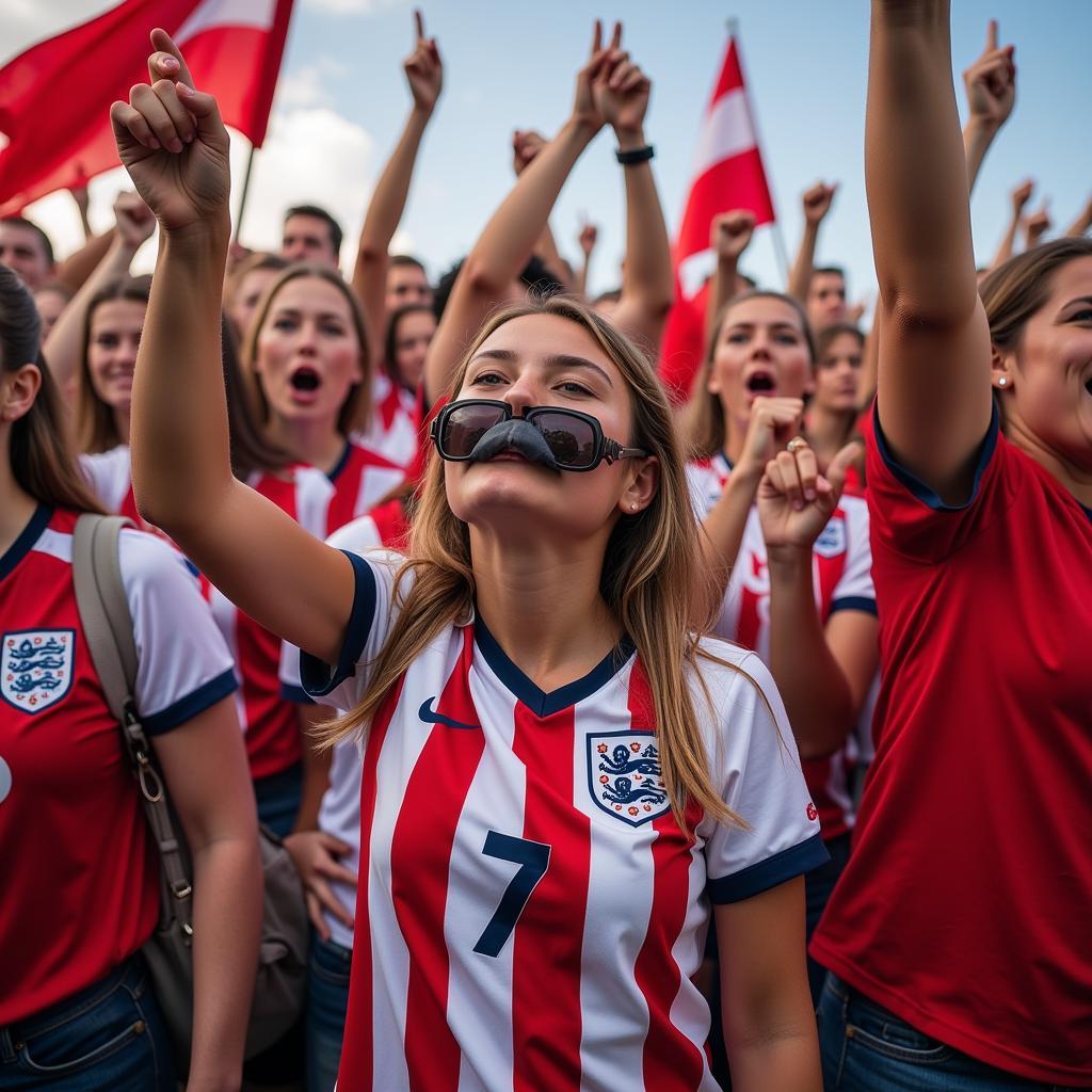 England Women's Football Fans Cheering