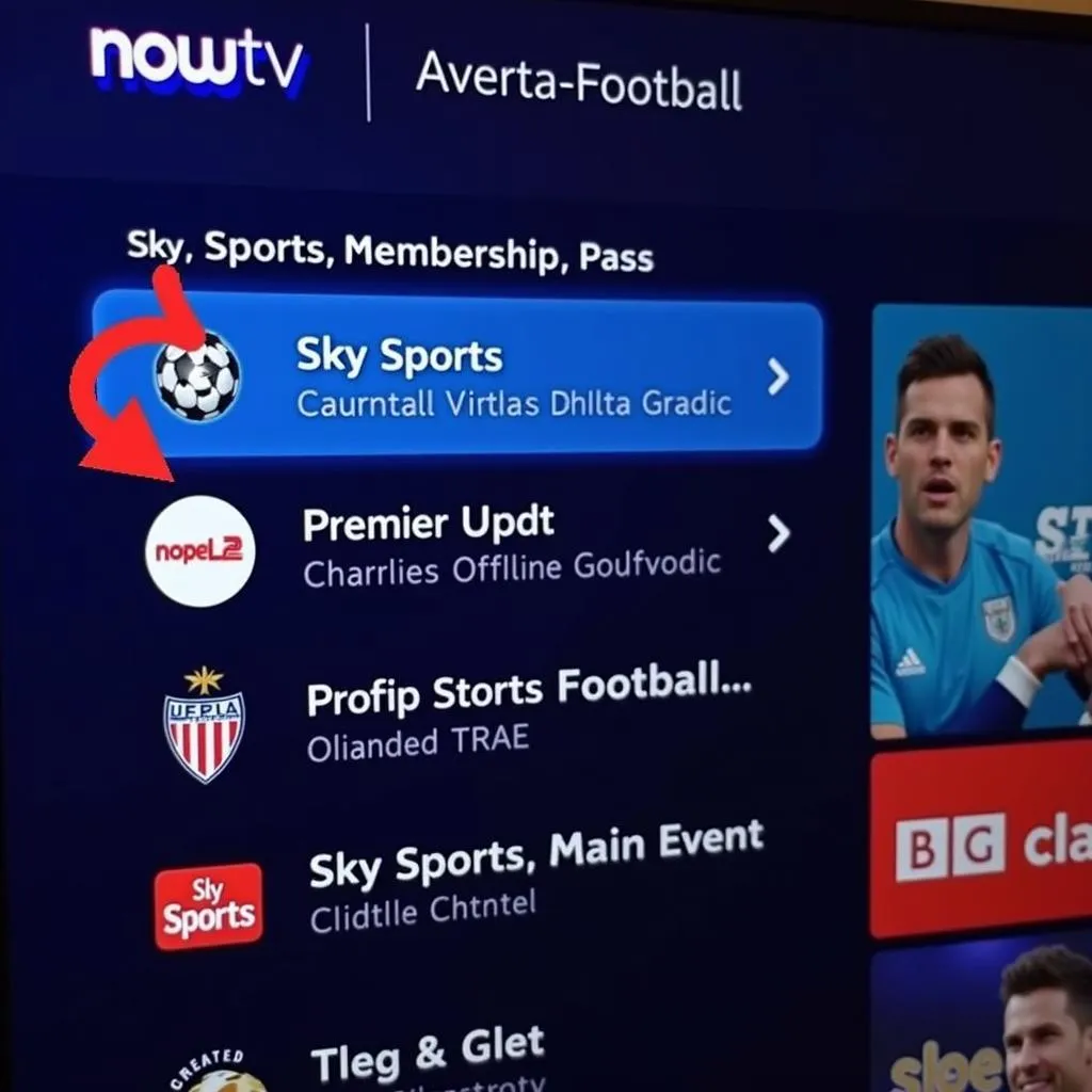 Now TV Sports Membership interface