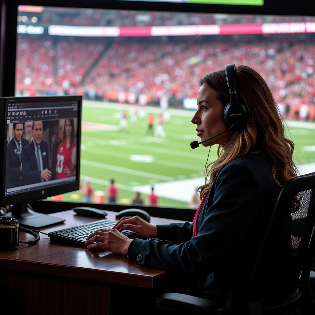 Female College Football Analyst Delivering Insightful Commentary