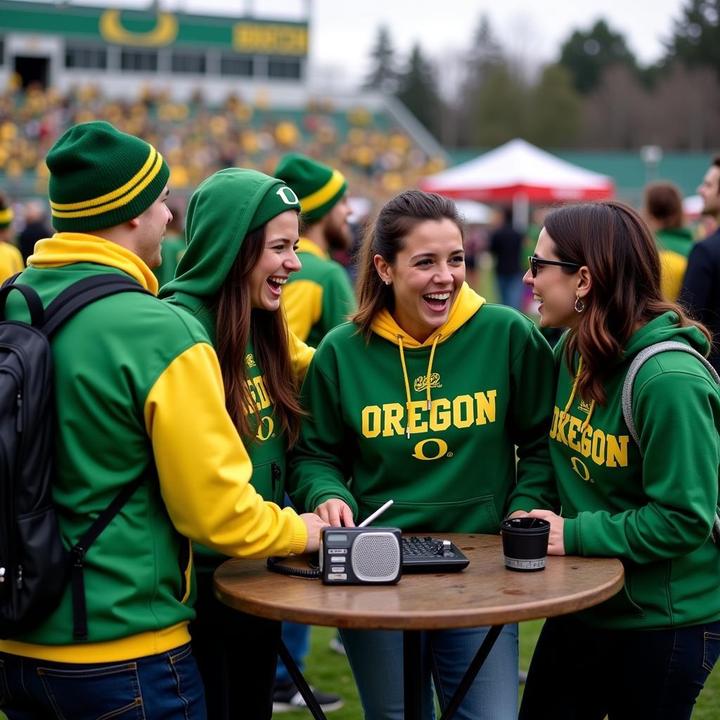 Oregon Ducks Football Fans Listening to Live Radio