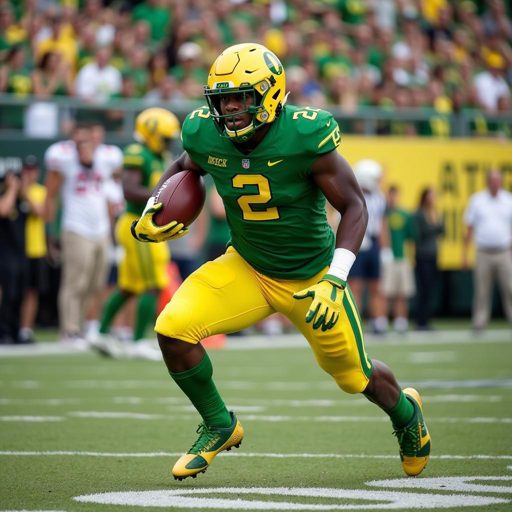 Oregon Ducks Football Player Scoring Touchdown