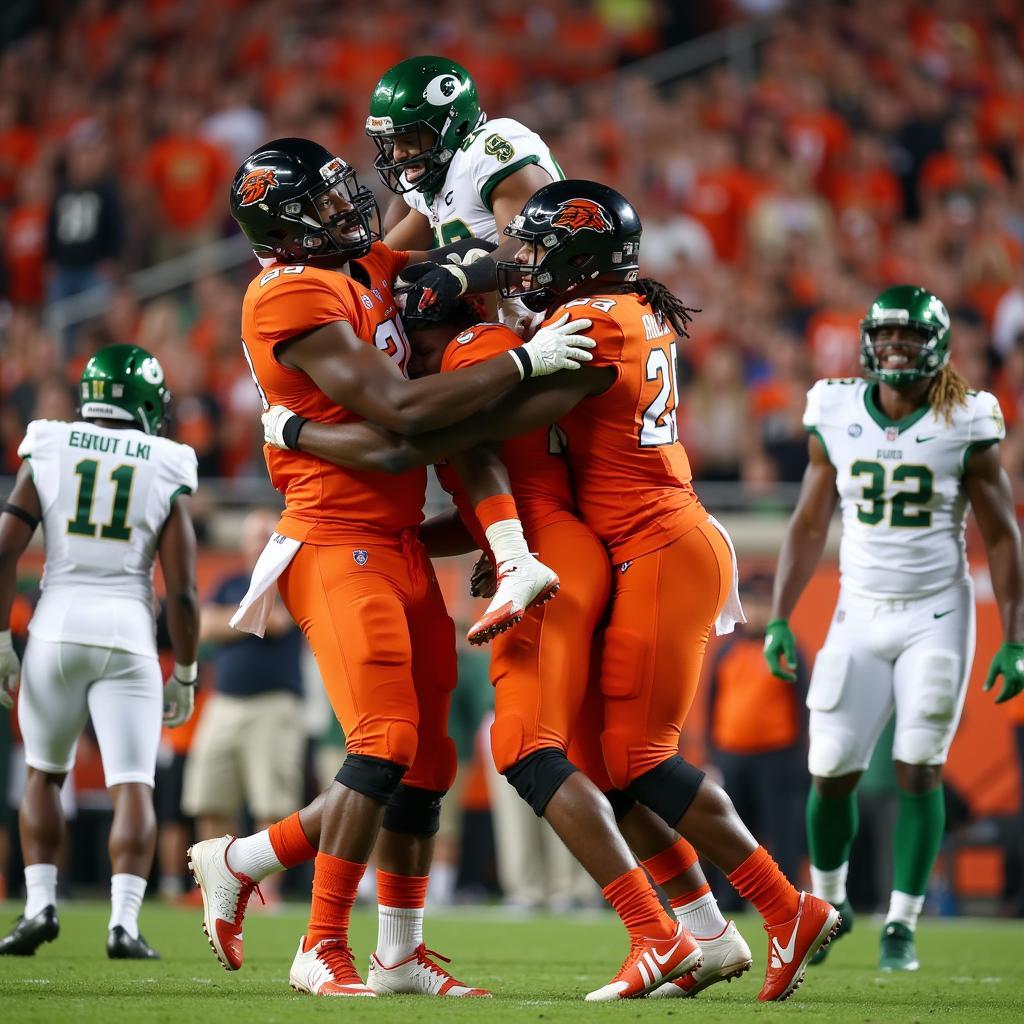 Oregon State Beavers celebrate a touchdown