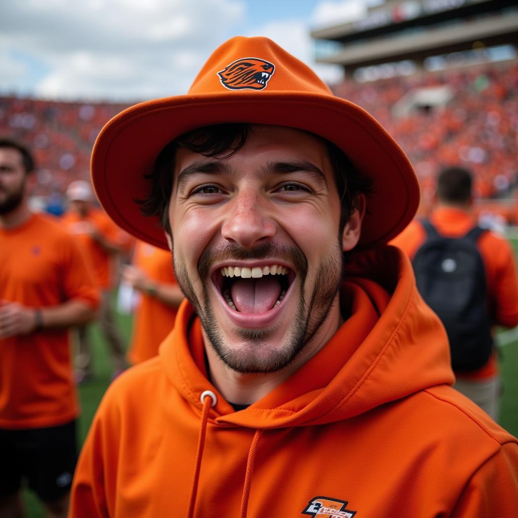 Oregon State Football Fan Celebrating Touchdown