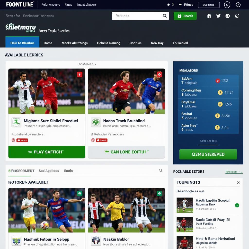 Paid Football Live Streaming Service Interface