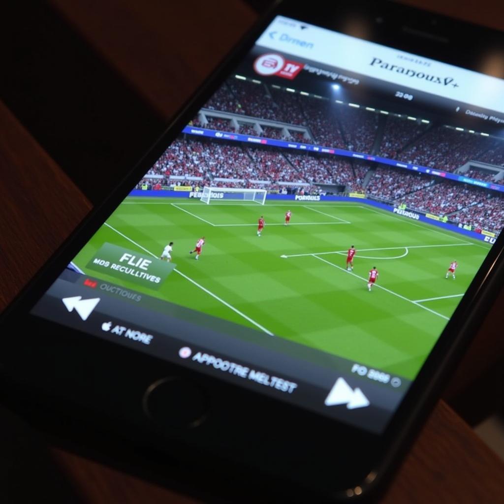 Paramount+ app on iPhone showcasing live football