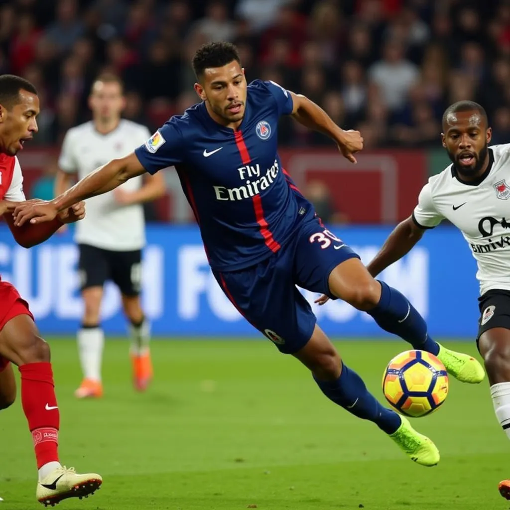 Paris Saint-Germain and Club Brugge players during a match