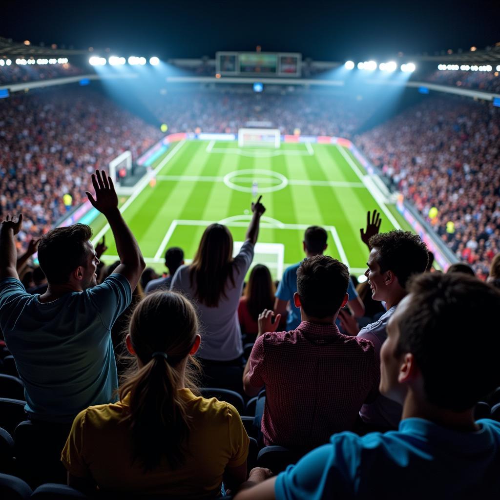 Passionate Football Fans Celebrating a Goal