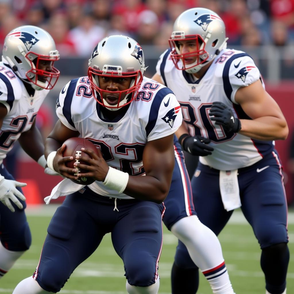 New England Patriots players in action on the field