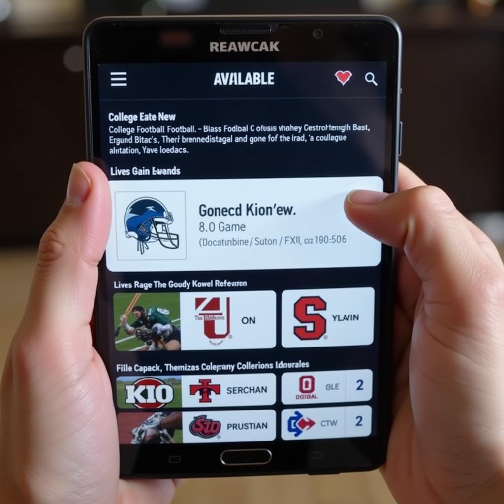 Peacock College Football Interface