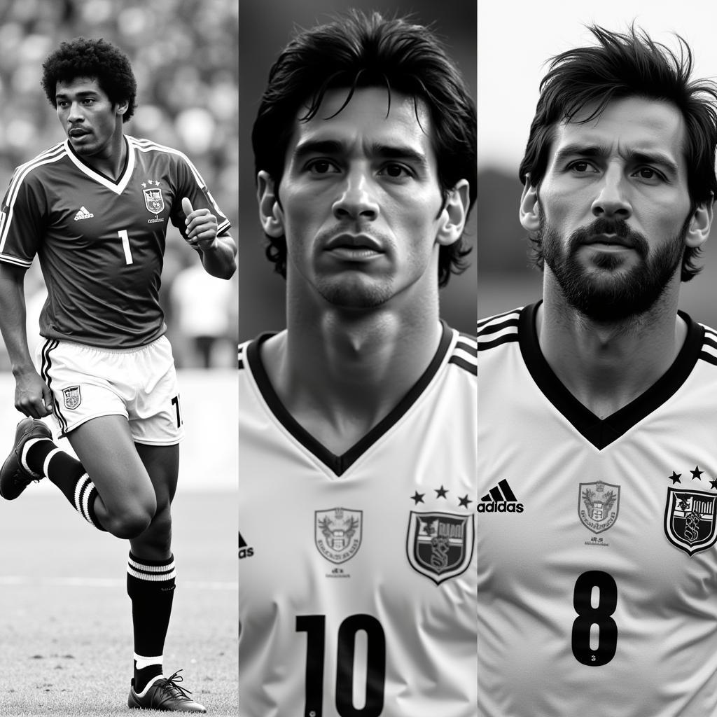 Pele, Maradona, and Messi, considered by many as the greatest footballers of all time