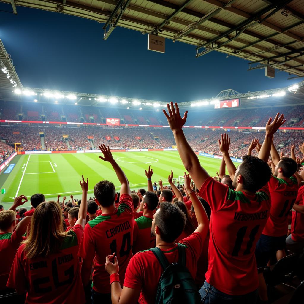 Portuguese fans celebrating a goal