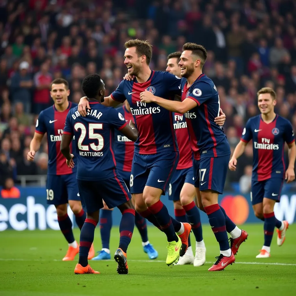 PSG celebrating a goal