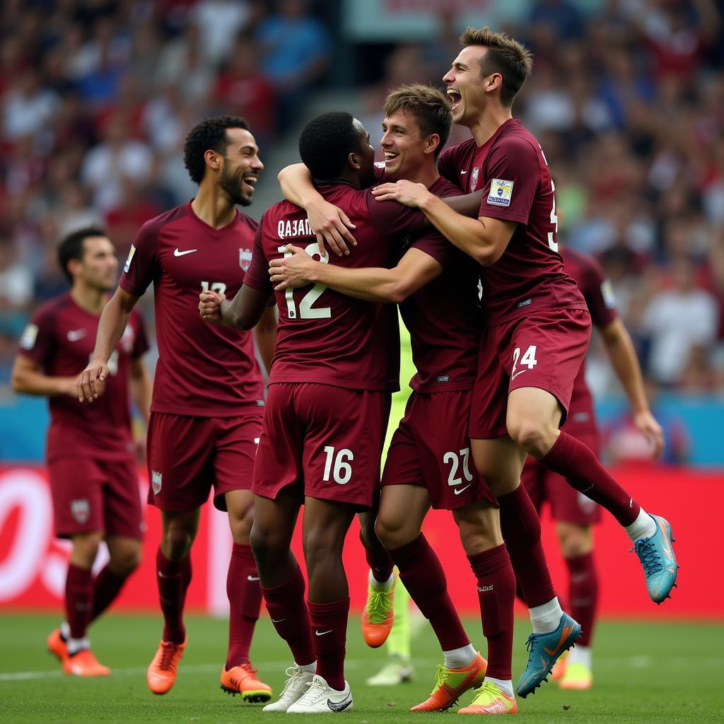 Qatar Football Team Celebrating