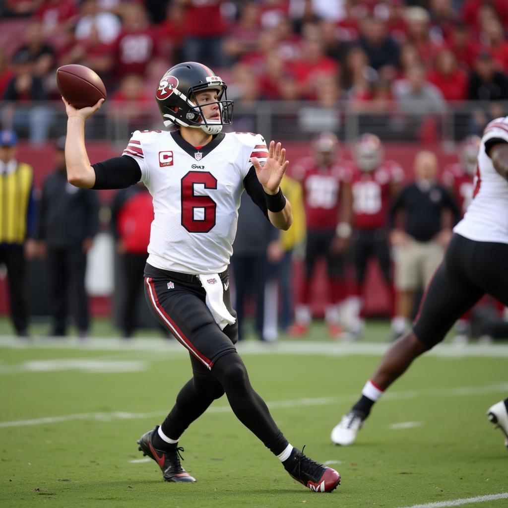 Quarterback Bryce Young Throwing Pass