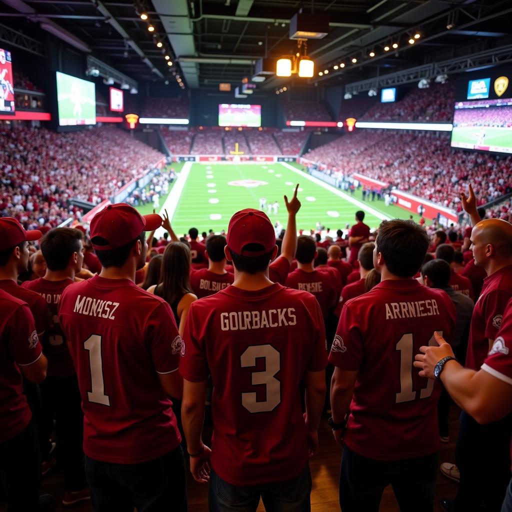 Razorback fans watching the game