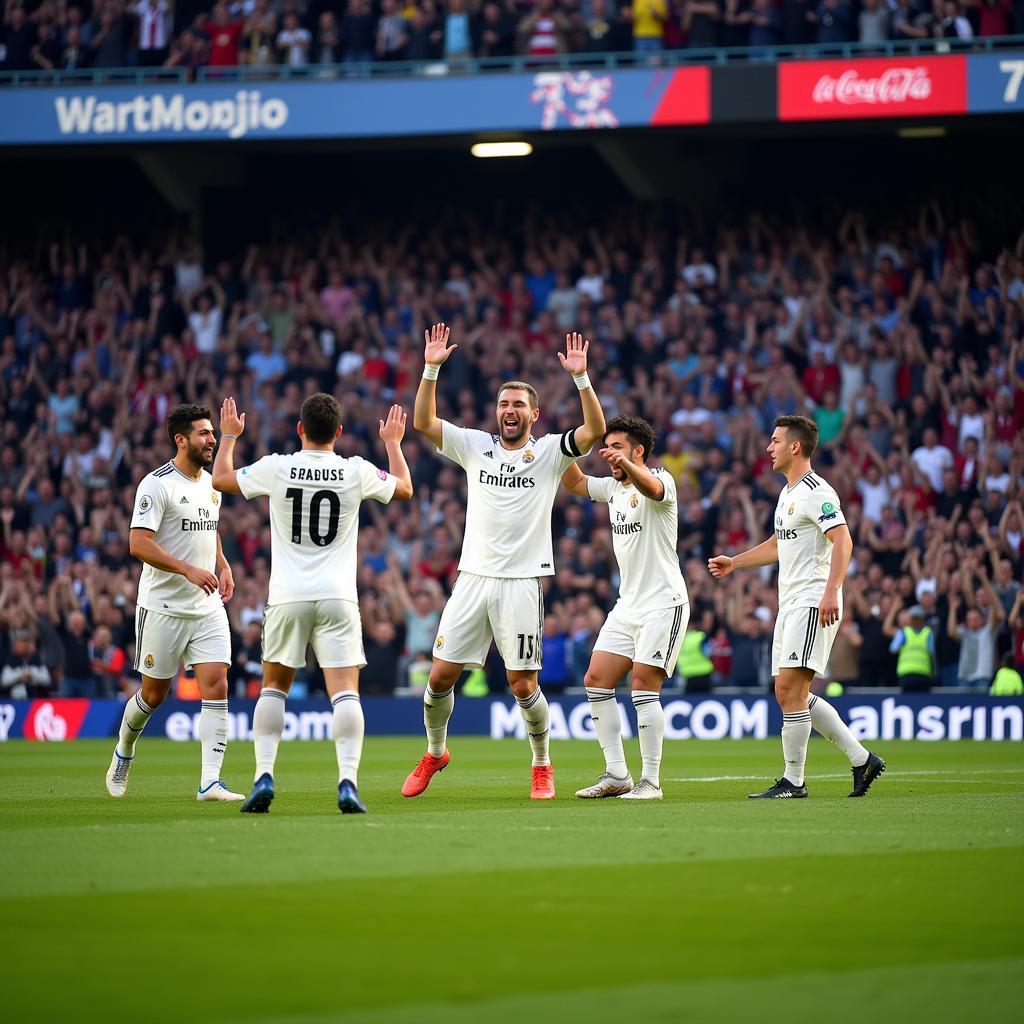 Real Madrid celebrates El Clasico victory 