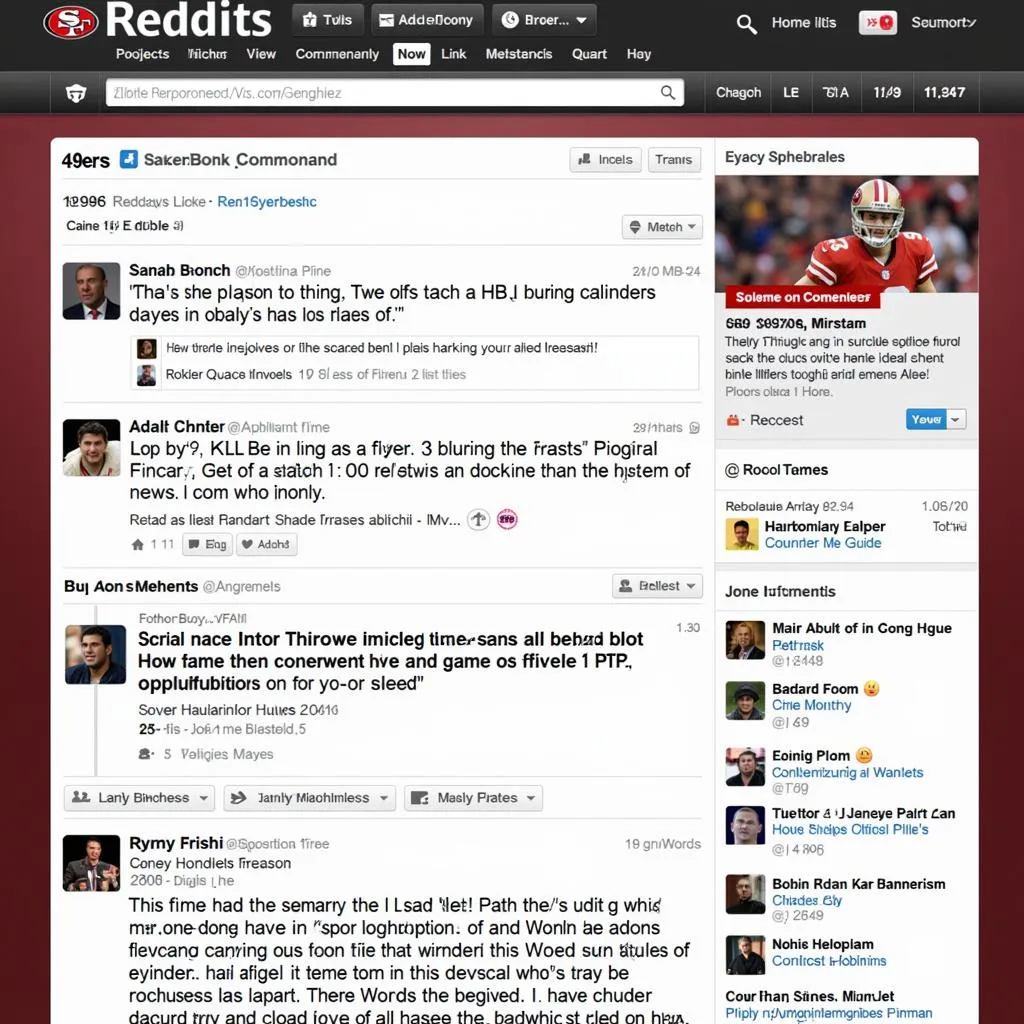 Screenshot of a 49ers live game thread on Reddit