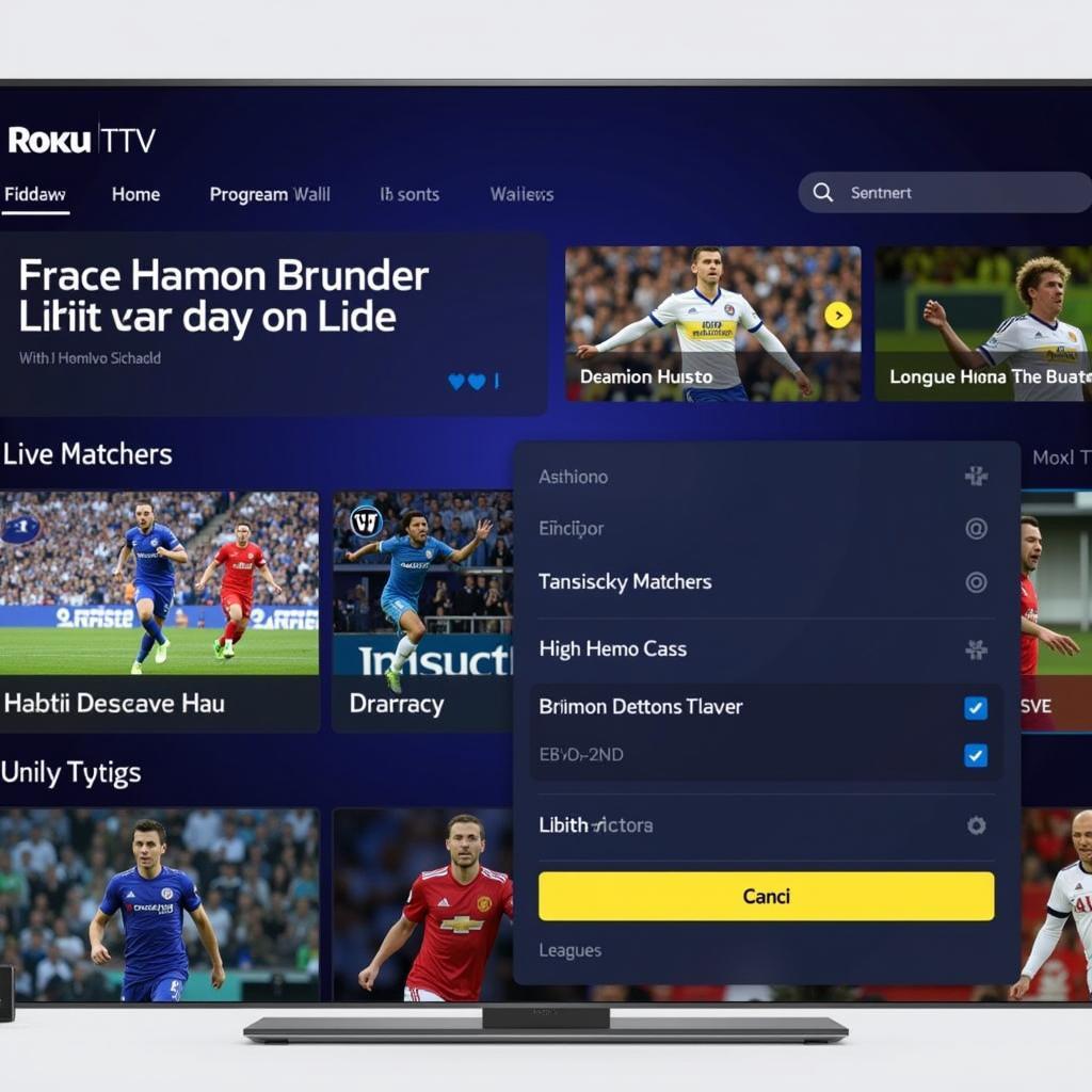 Roku Live TV Football Interface