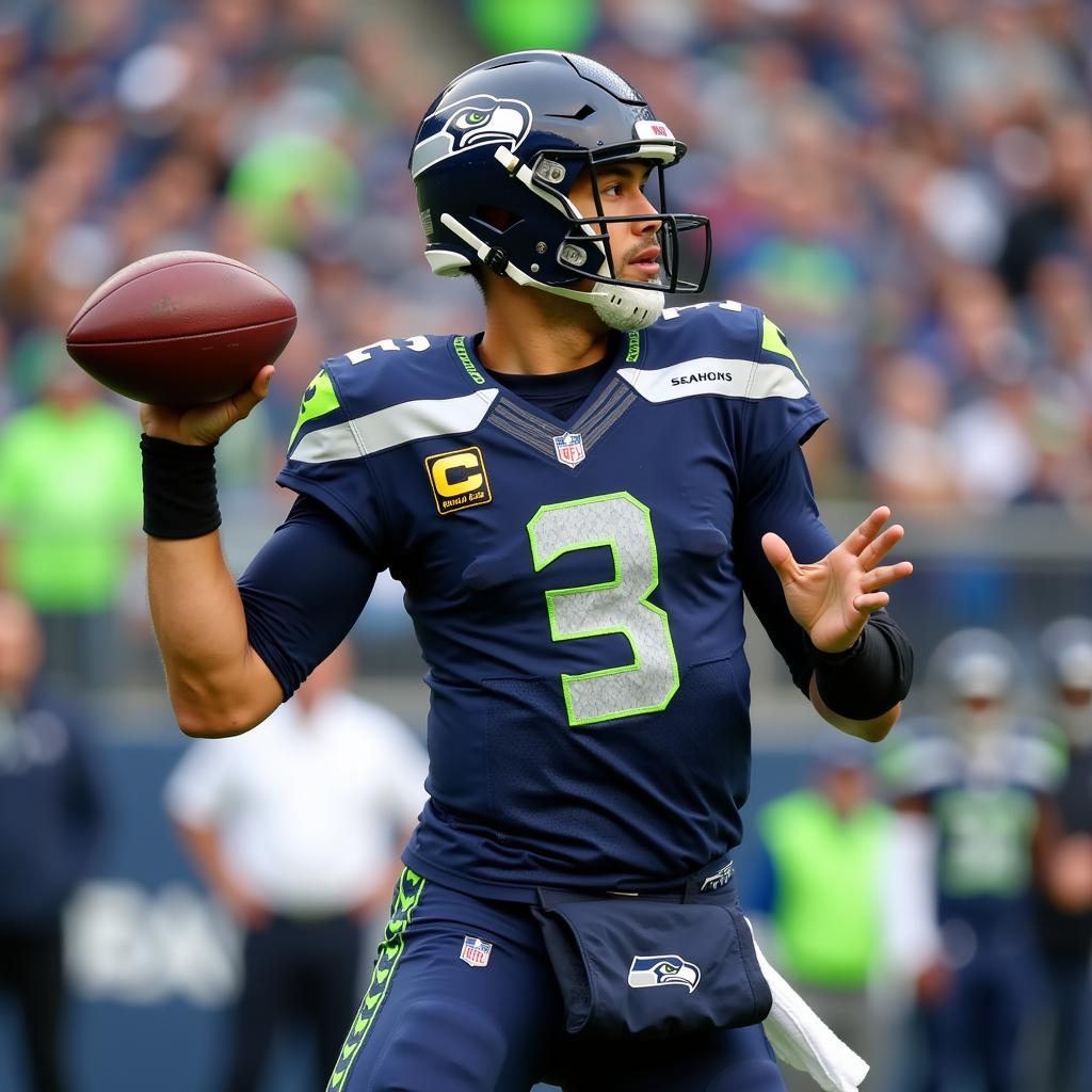 Seattle Seahawks quarterback throwing a pass