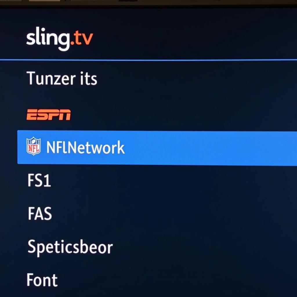 Sling TV Channel Guide with highlighted sports channels