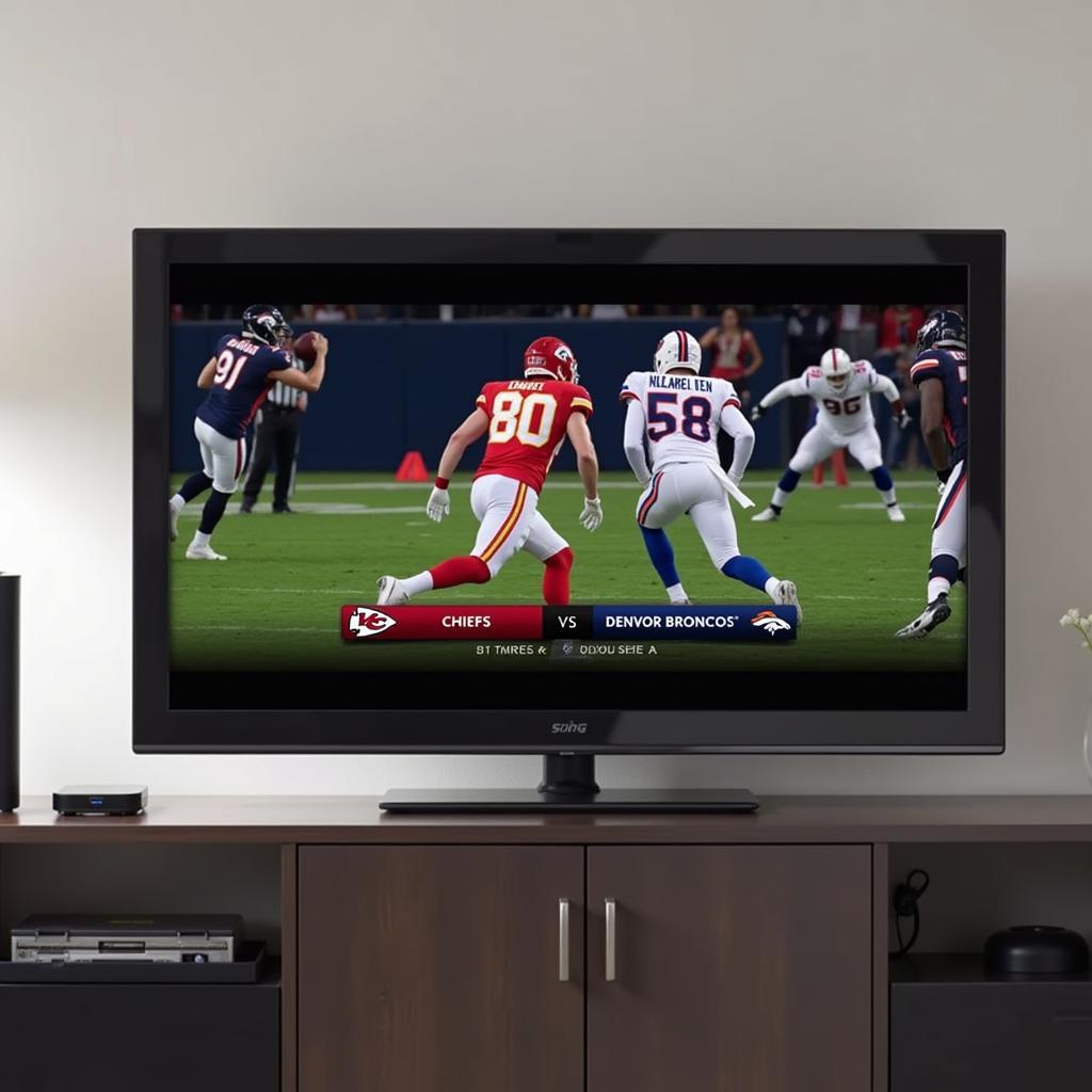 Sling TV interface showing a live football game