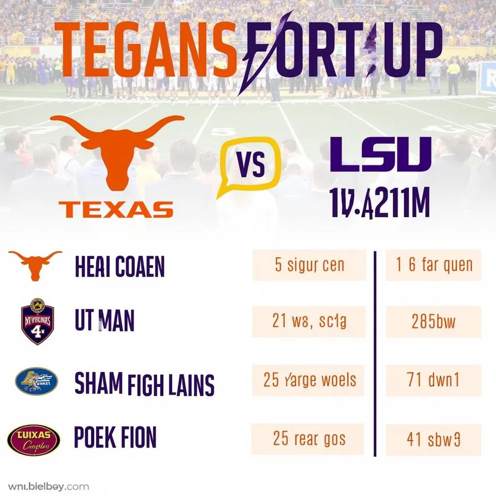 Detailed match information Texas Longhorns vs LSU Tigers