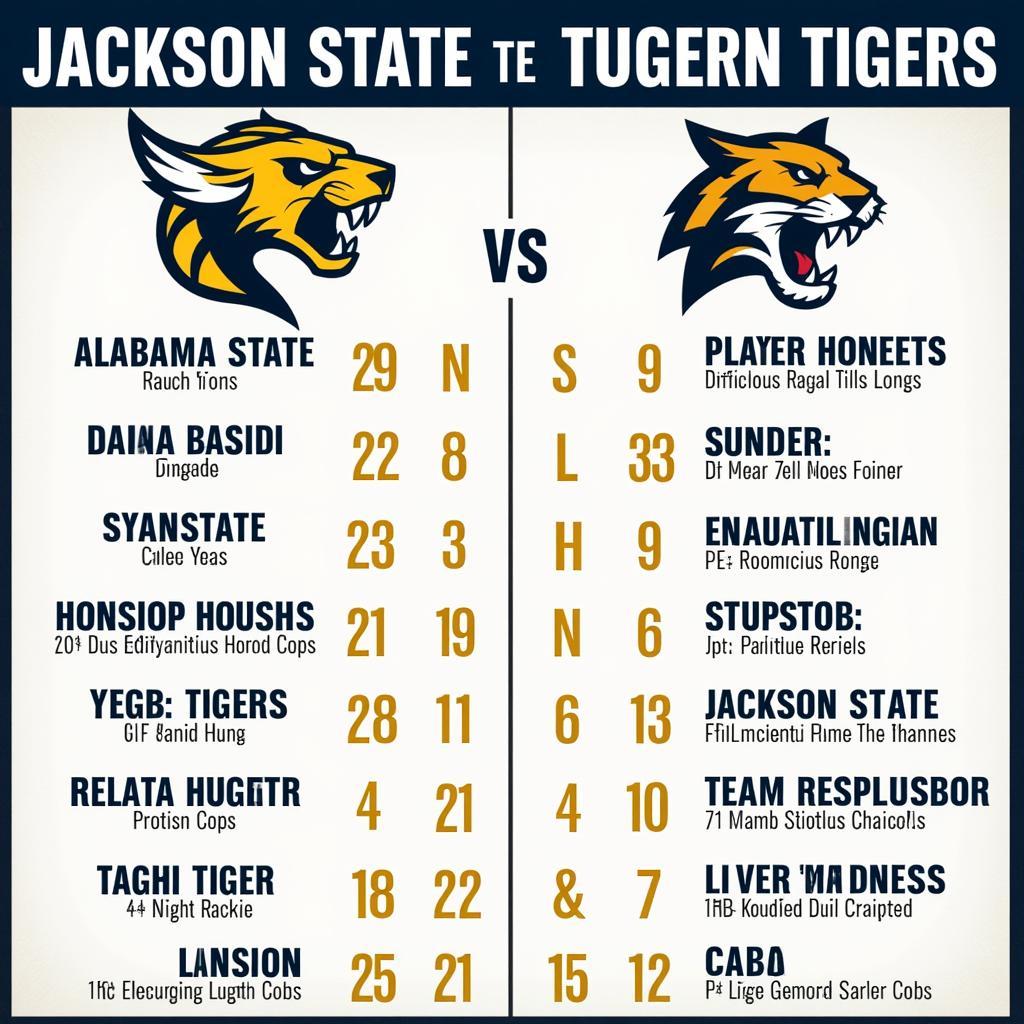 So sánh lực lượng giữa Alabama State Hornets và Jackson State Tigers