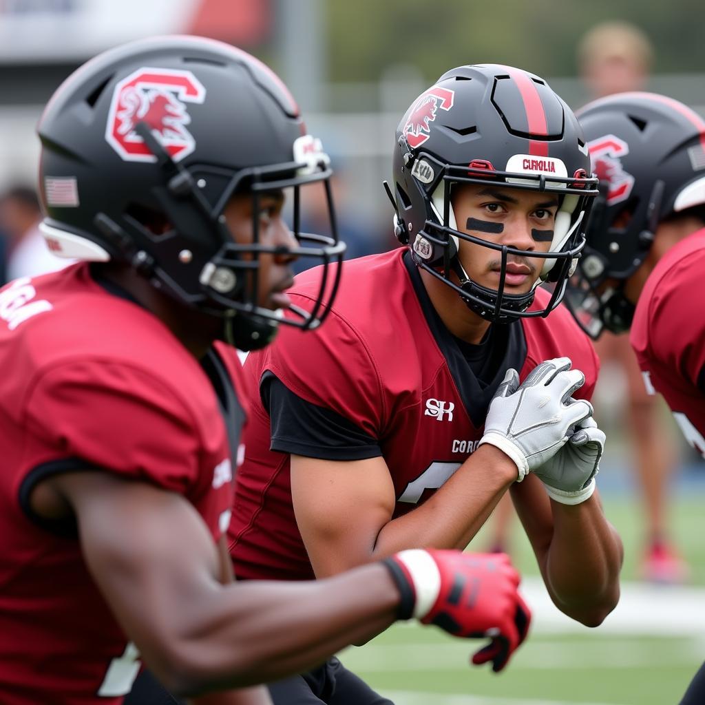 Các cầu thủ South Carolina Gamecocks trong buổi tập luyện