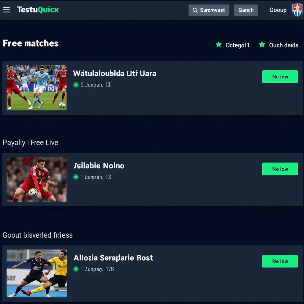 Sports Streaming Platform Showing Free Football Games