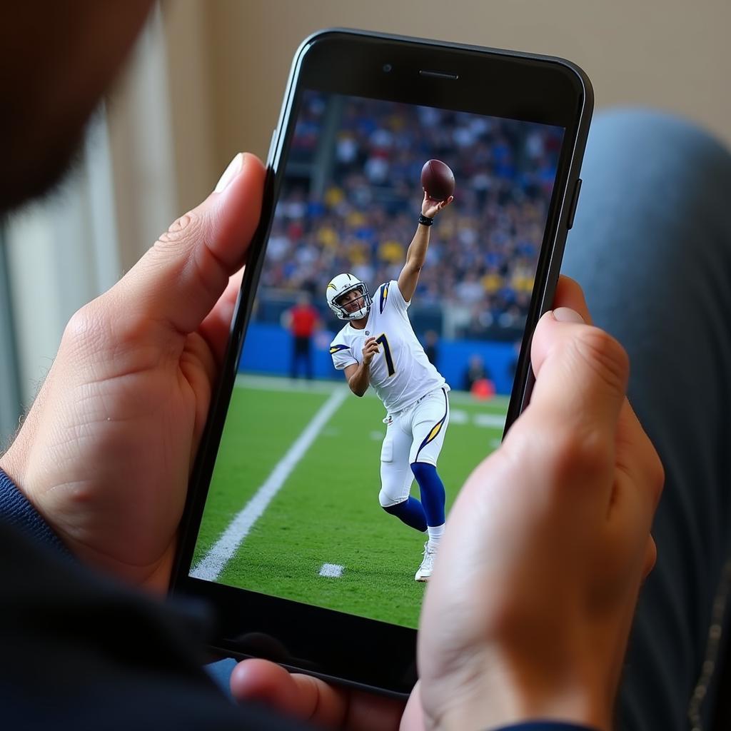 Streaming Chargers Game on Phone