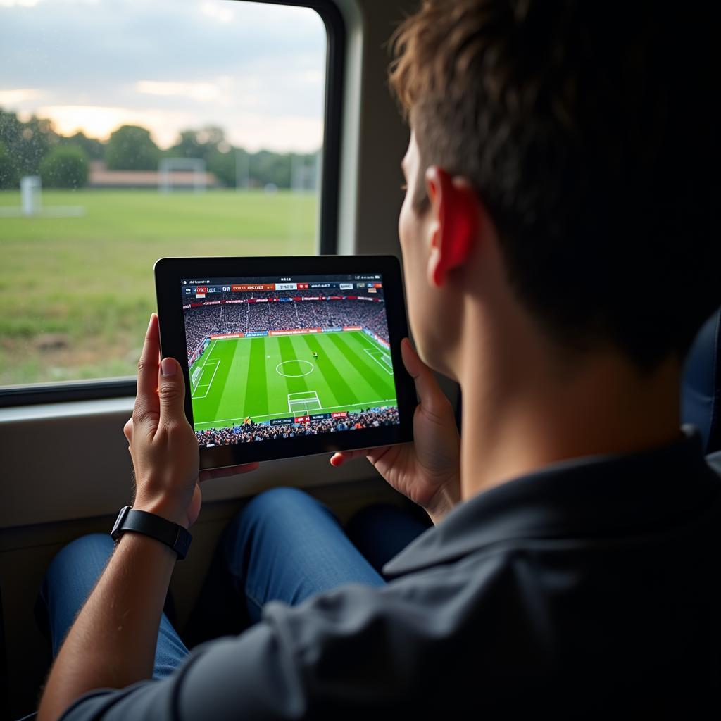 Streaming a live football match on a tablet