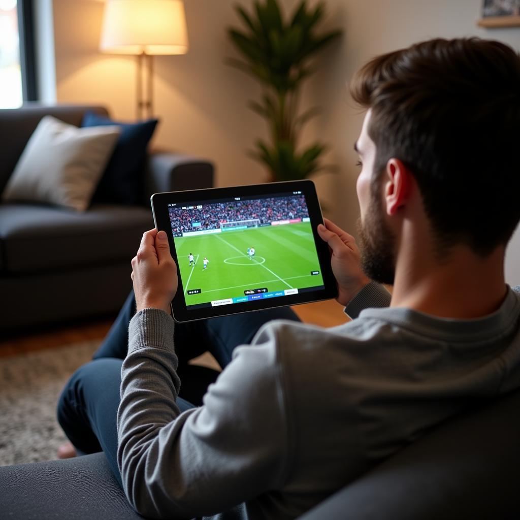 Streaming Football on a Tablet at Home