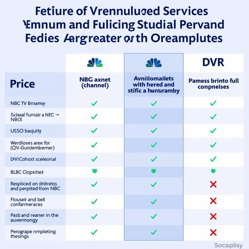 Comparison Chart of Streaming Services for NFL