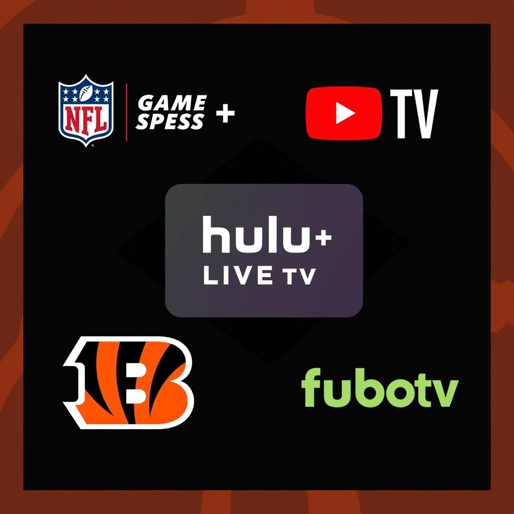 Logos of various streaming services that offer Bengals games