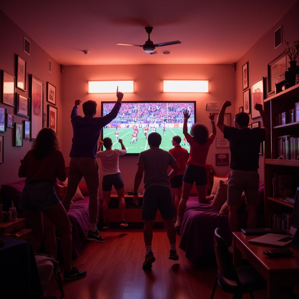 Clemson students celebrating a touchdown