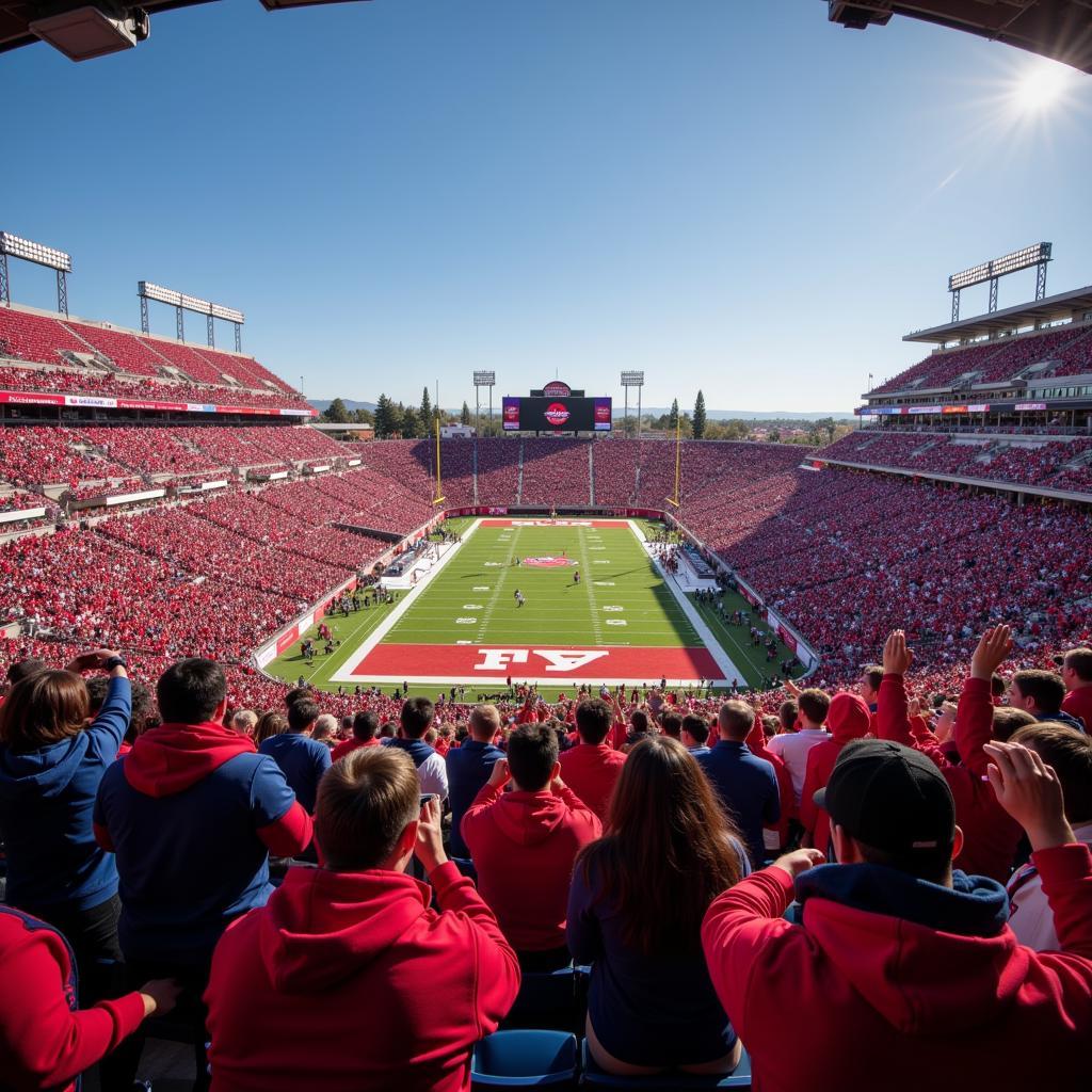 Students cheering for Fresno State football