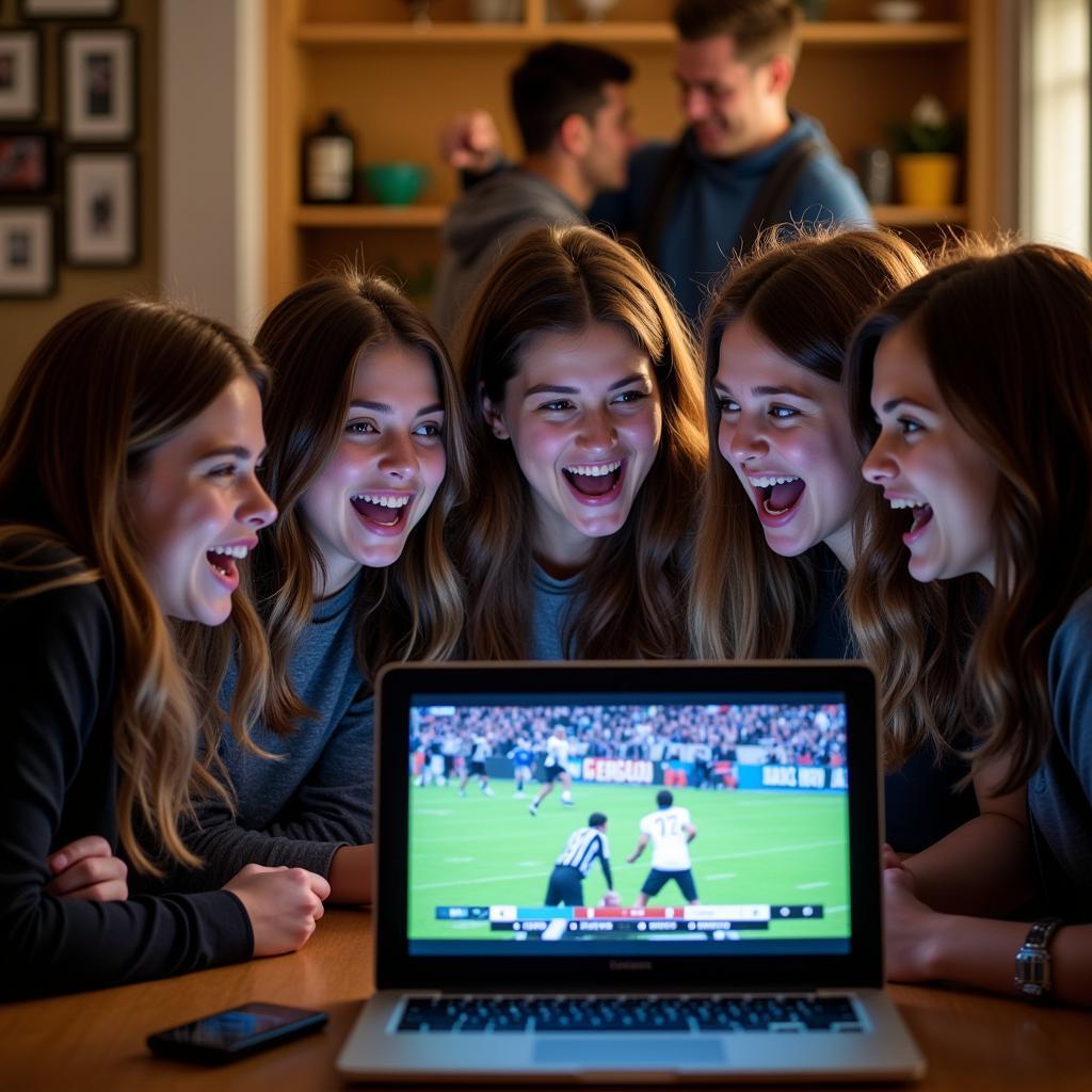 Students Cheering While Watching Live Stream