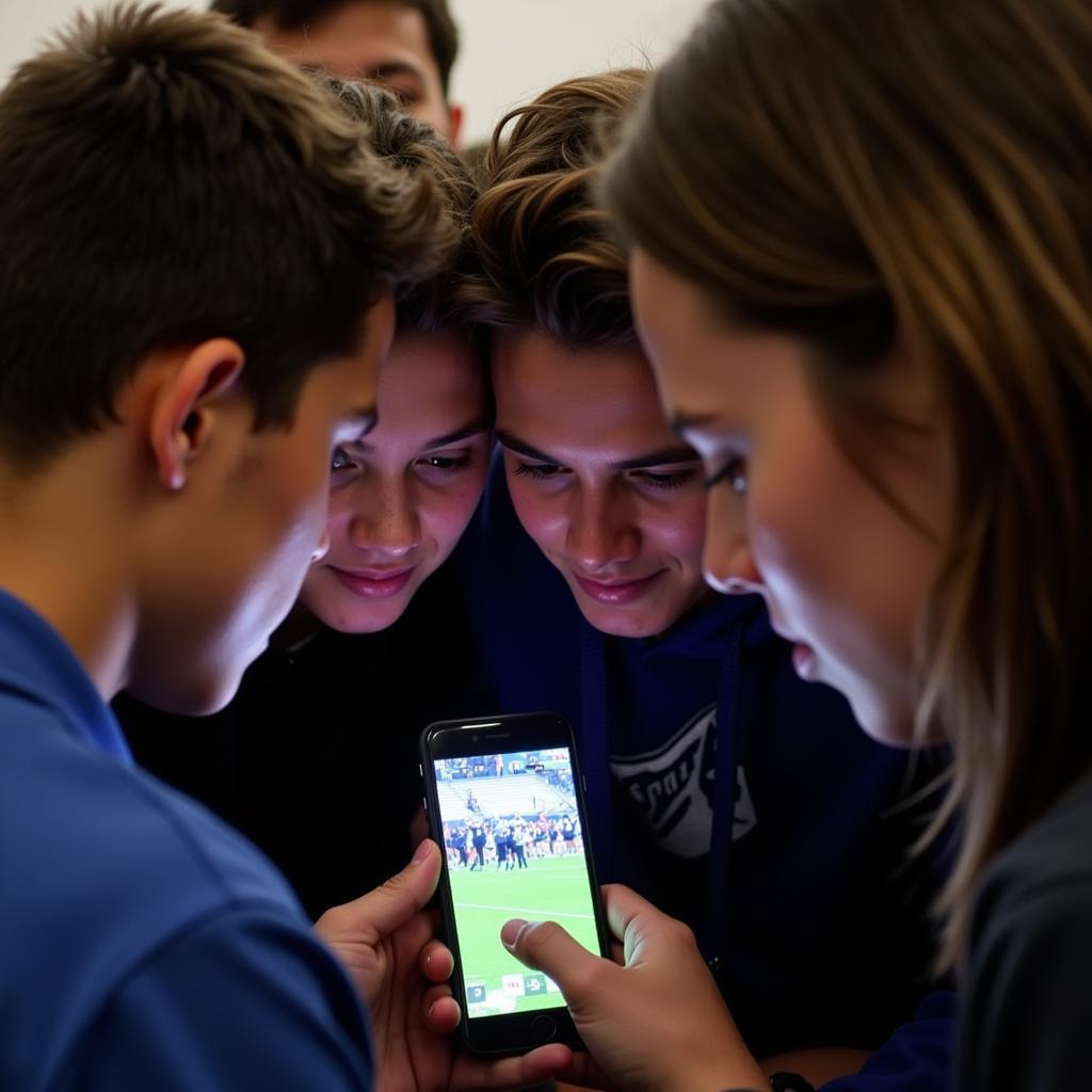 Students Watching Bloom-Carroll Football Live Stream on Phone