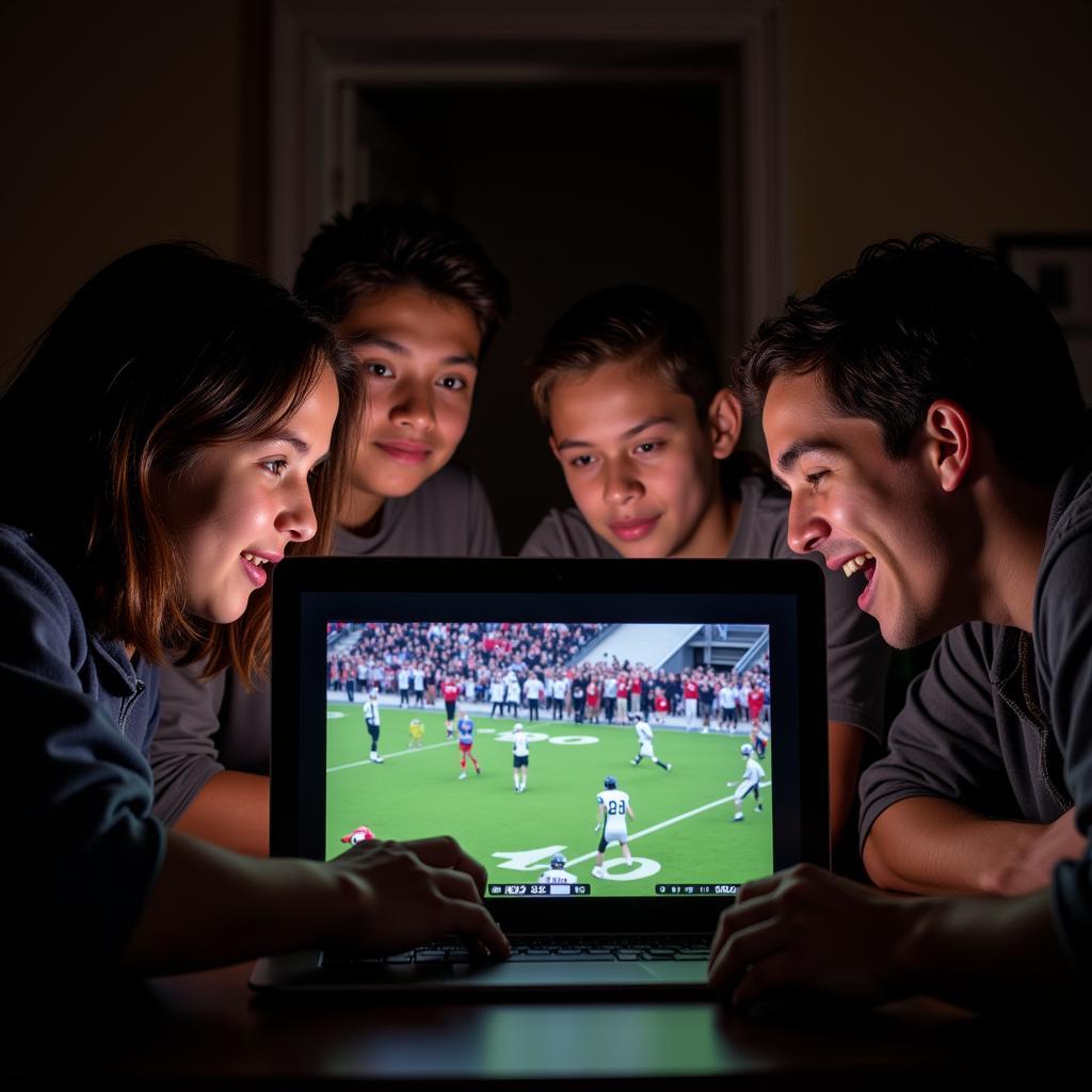 Students Cheering While Watching Capital High School Football Live Stream