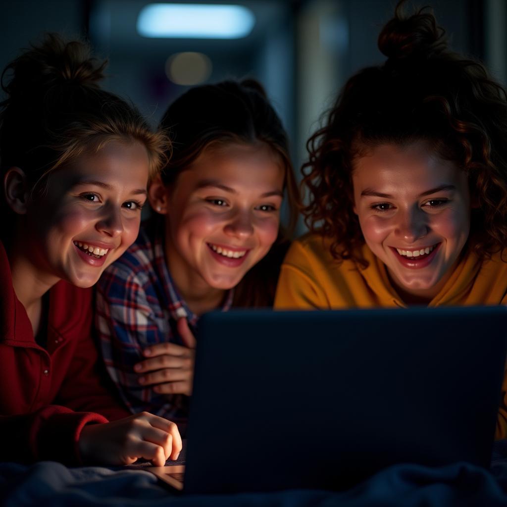 Students Watching Cookeville High School Football Live Stream on Laptop