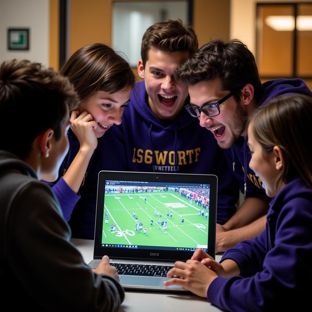 Students Cheering While Watching Ellsworth Football Live Stream