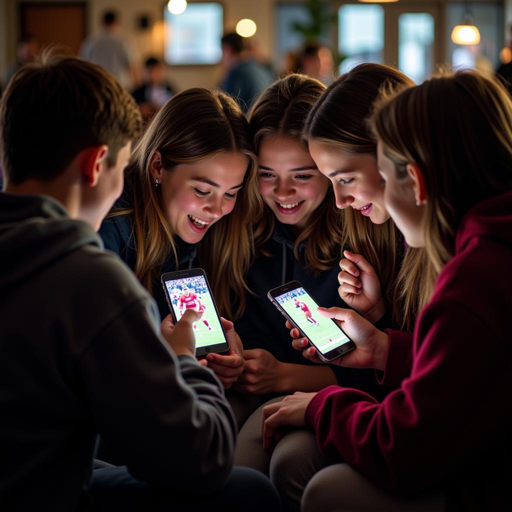 Students watching Alabama high school football live stream on their phones