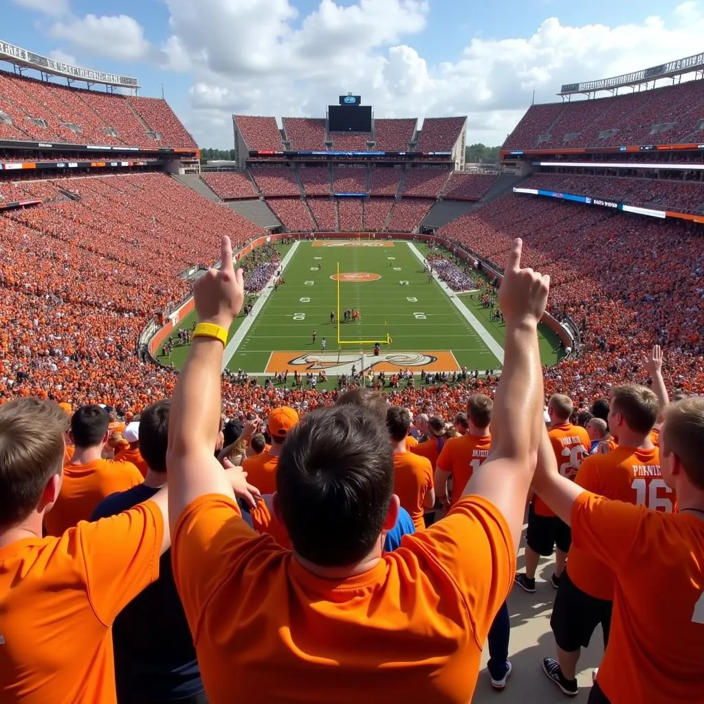 Tennessee football fans celebrating a touchdown