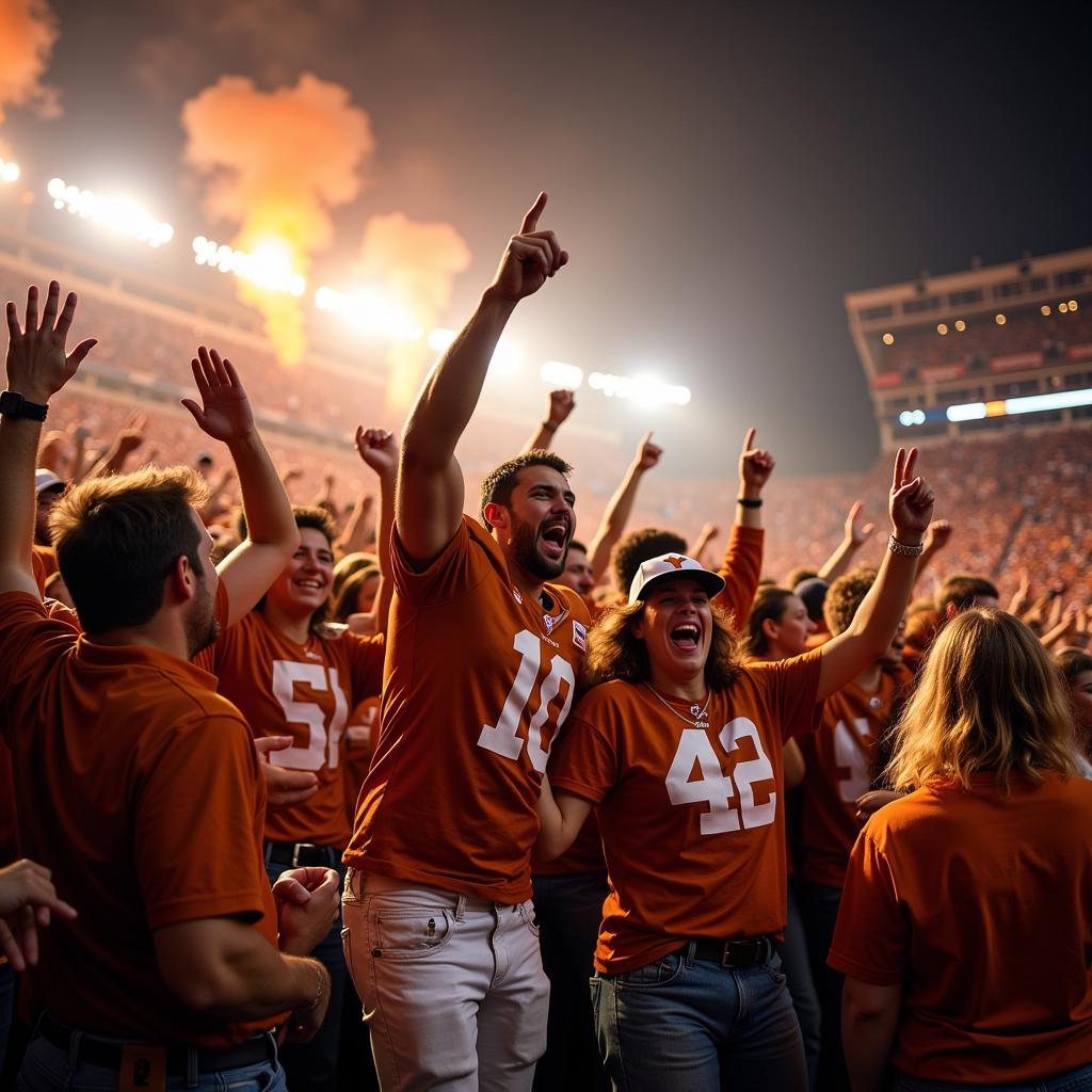 Texas Football Fans Celebrating a Touchdown