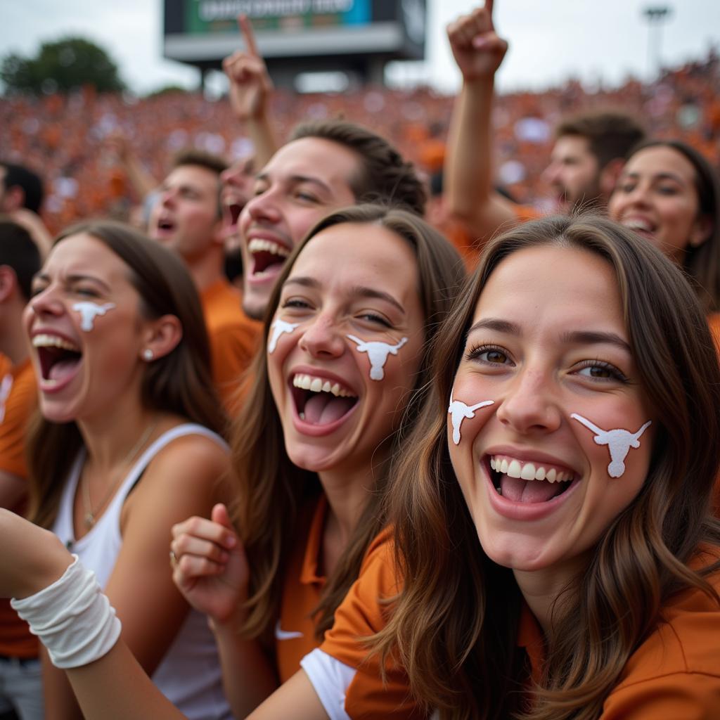 Texas Longhorns Fans Celebrating a Touchdown