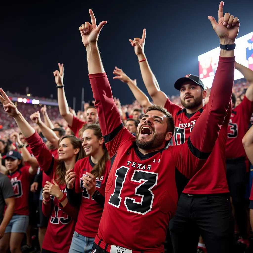 Cổ động viên Texas Tech ăn mừng chiến thắng