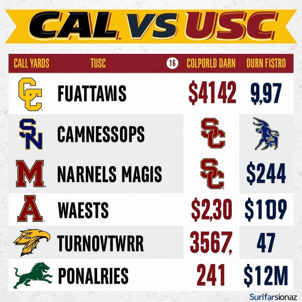 Thông tin chi tiết trận đấu Cal vs USC