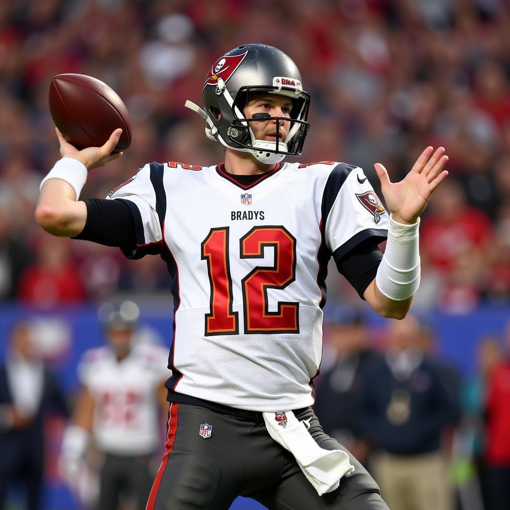 Tim Brady throwing a football