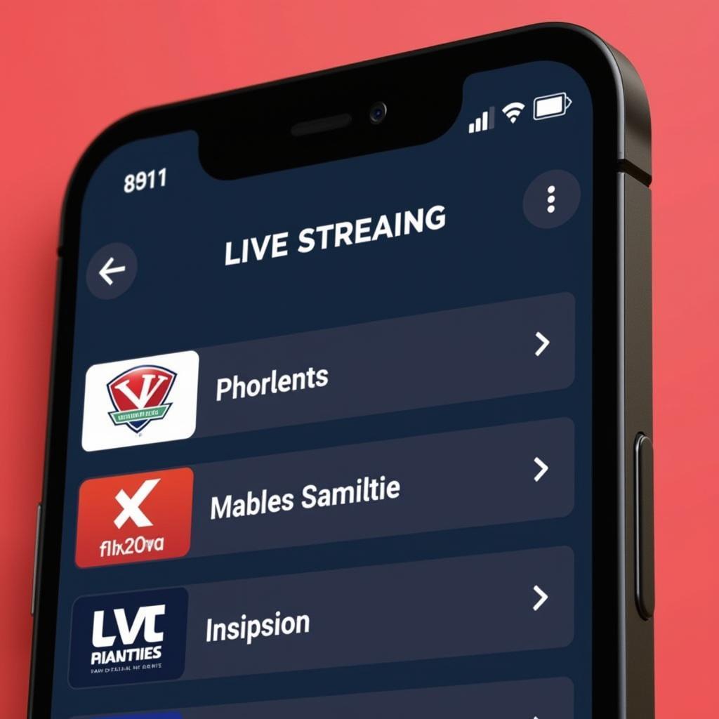 Live streaming free football apps displayed on a smartphone