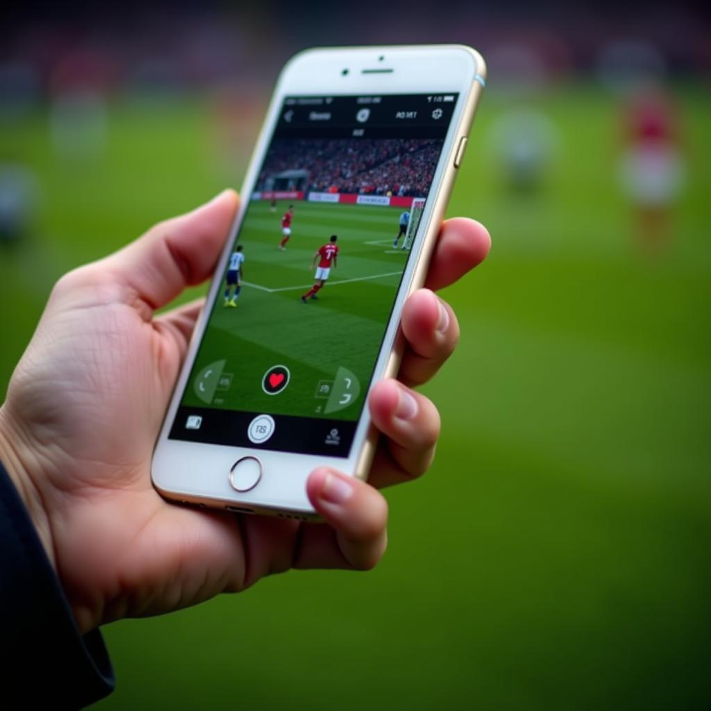 Live football streaming app on a smartphone